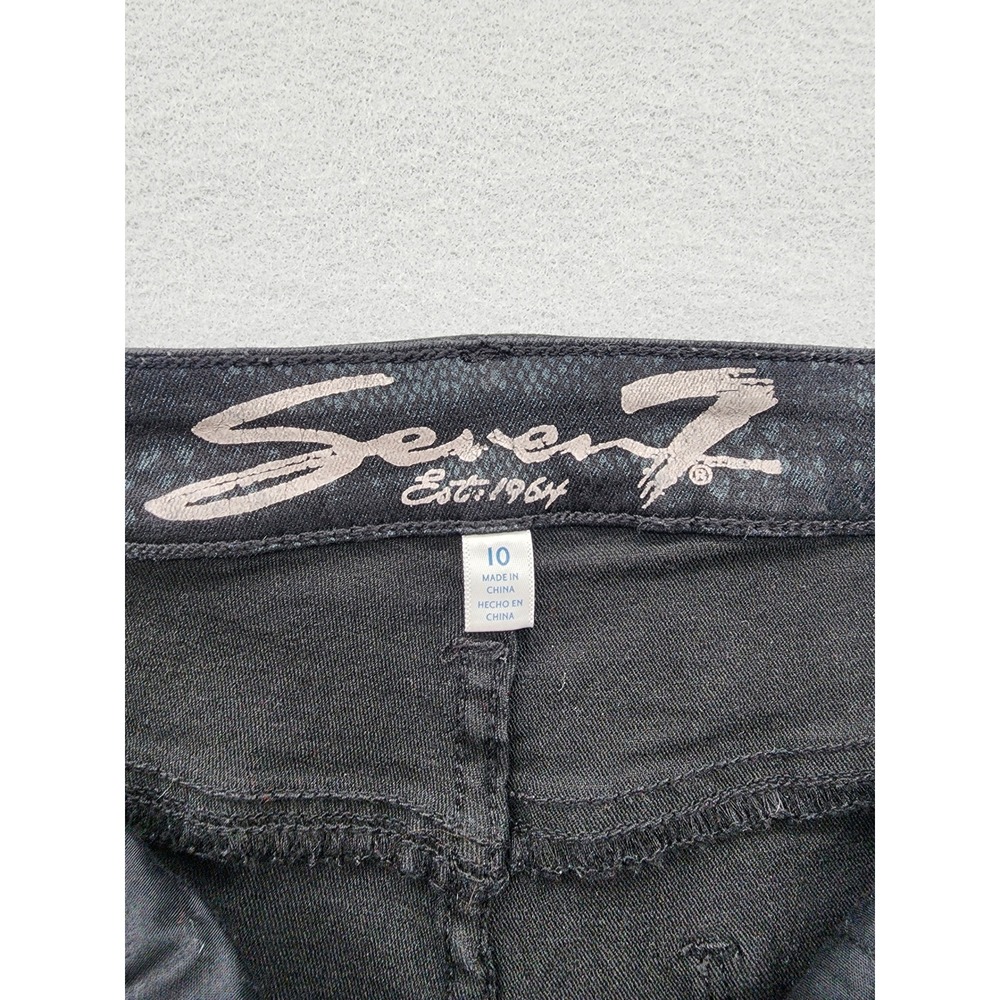 Seven7 Ultra High Rise Skinny Jeans Black Snakeskin Animal Print Pants Size 10 - Picture 2 of 15